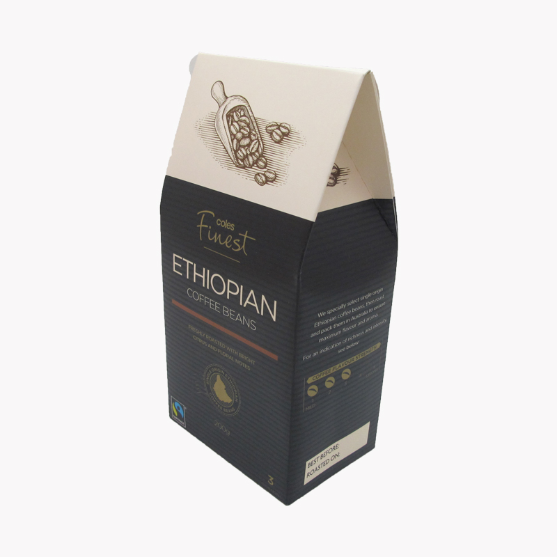 Custom Luxury Printed Coffee Bean Packaging Square Bottom Recyclable Paper Box 200g 500g 1kg Coffee Box